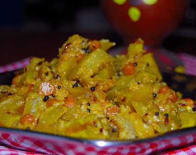 Bottle gourd sabzi or dudhi or lauki sabzi made with spices, coconut and lentils