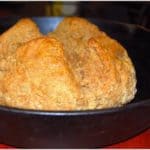 Vegan whole wheat Irish soda bread in cast iron pan.