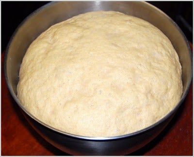 Whole wheat French bread dough after rising