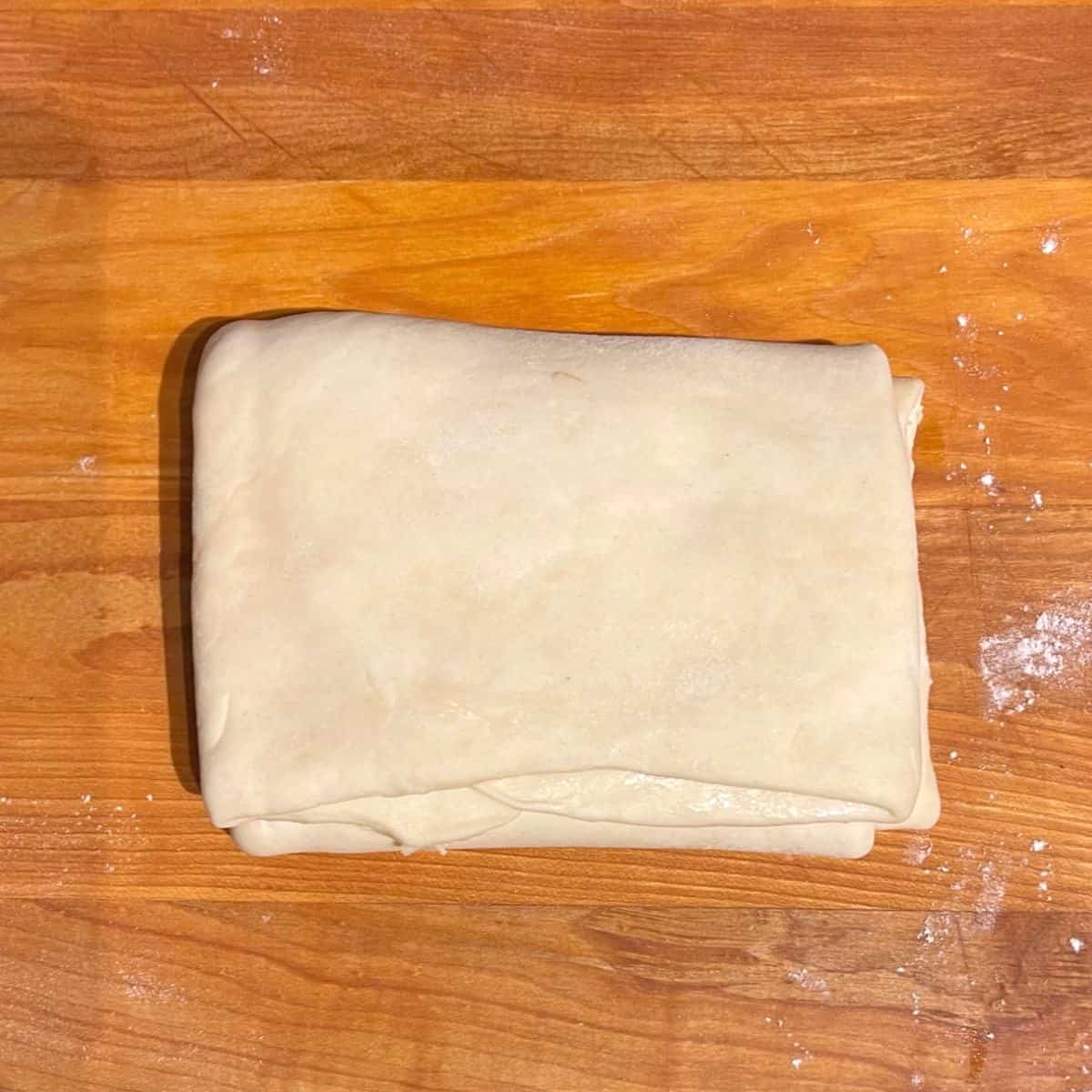 Paratha dough after folding.