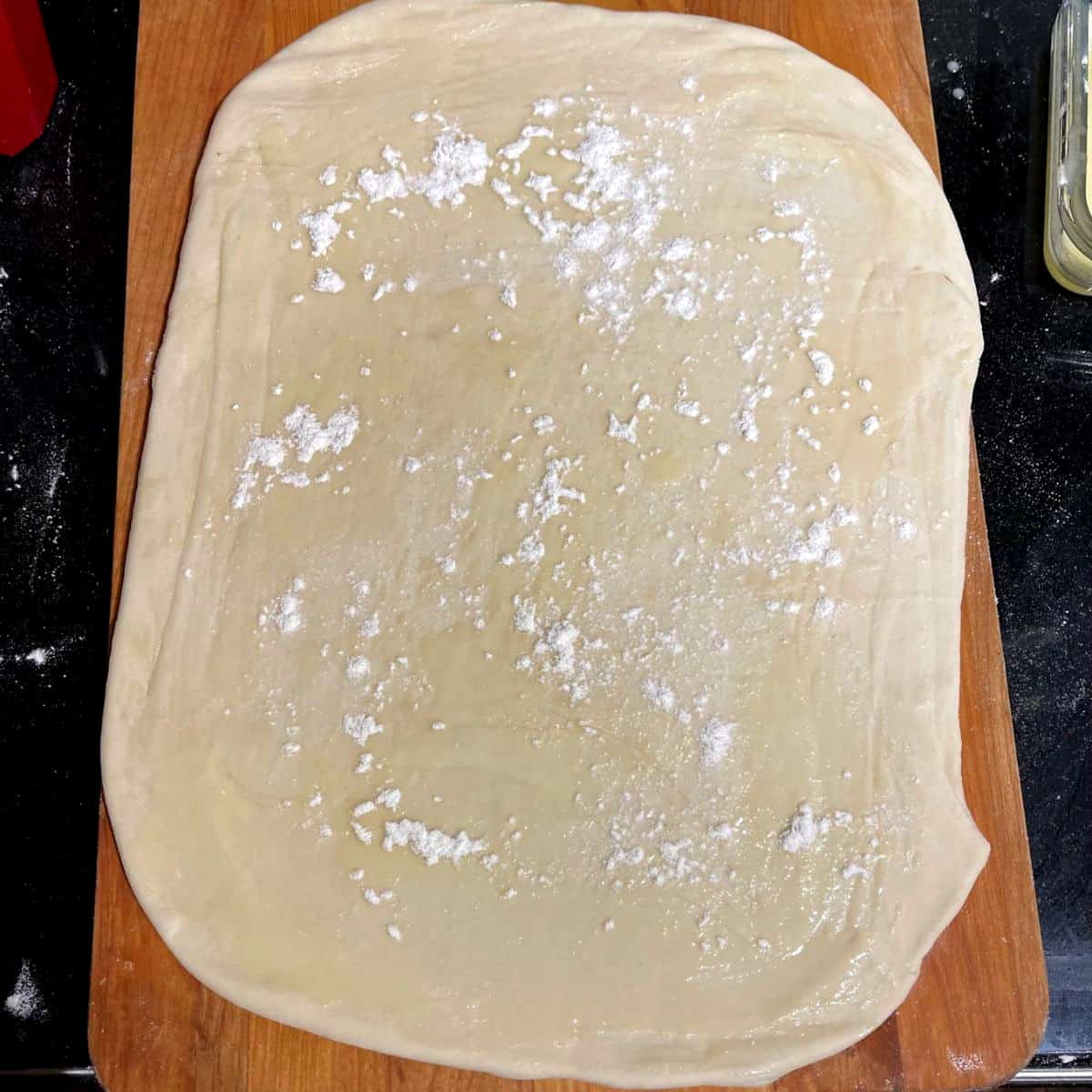 Paratha dough after second roll.