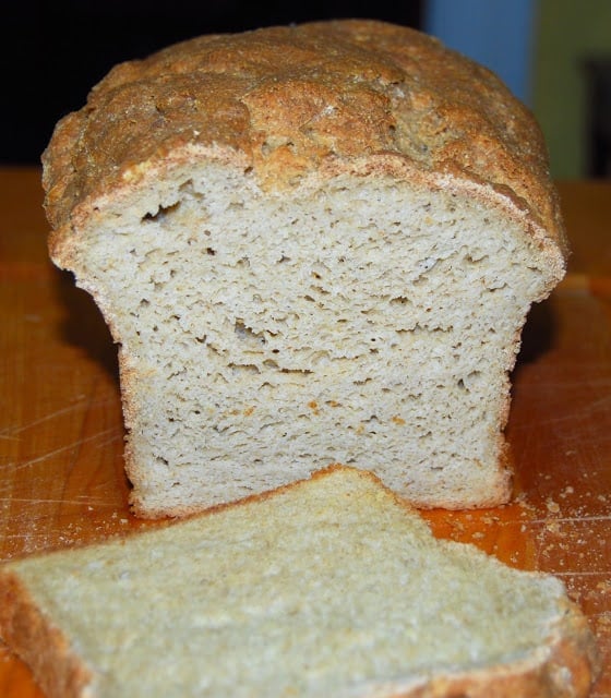 Photo of a sliced vegan gluten-free sandwich bread.