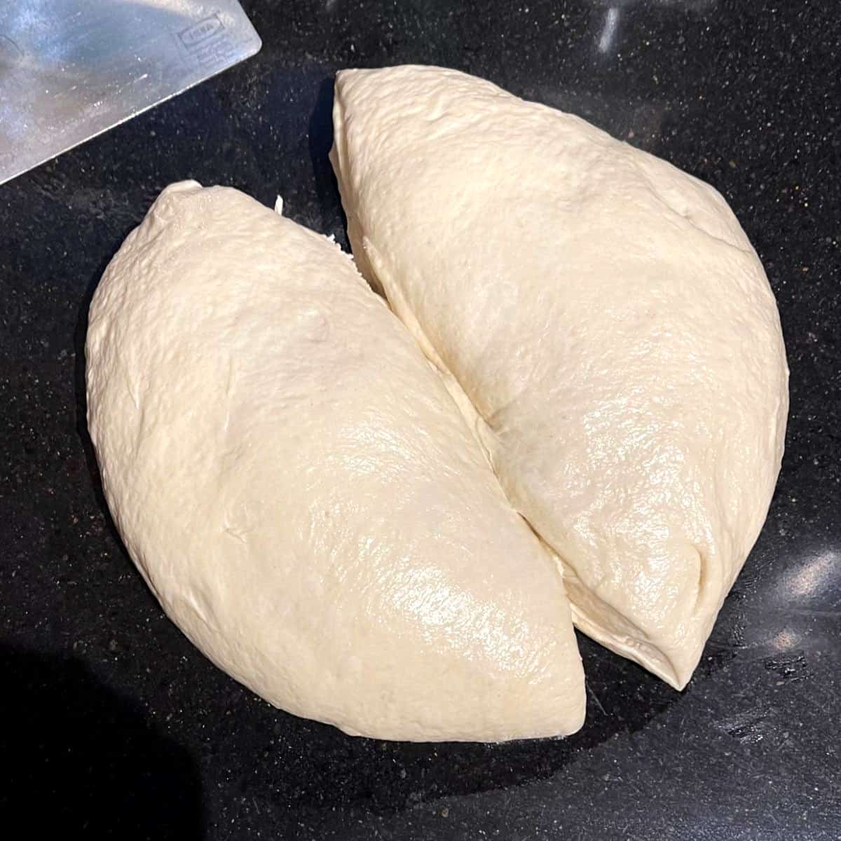 Divided italian bread dough.