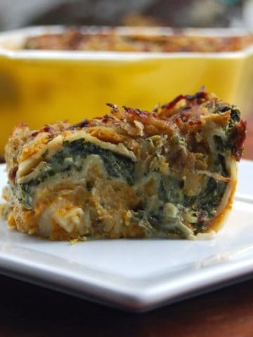 vegan pumpkin spinach lasagna