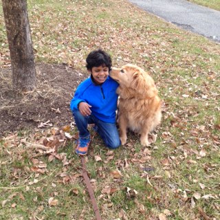 Jay my son with my dog Opie