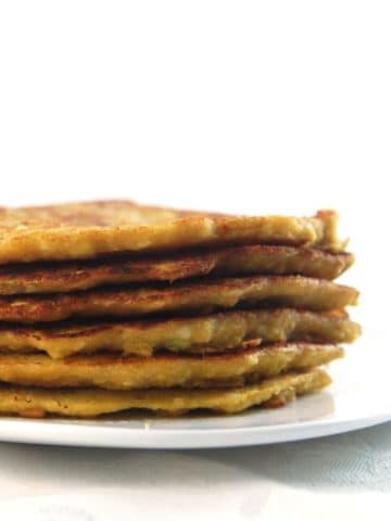 Crisp savory Pancakes with Lentils, Brown Rice and Veggies