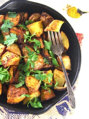 Golden Roasted Curry Mustard Potatoes