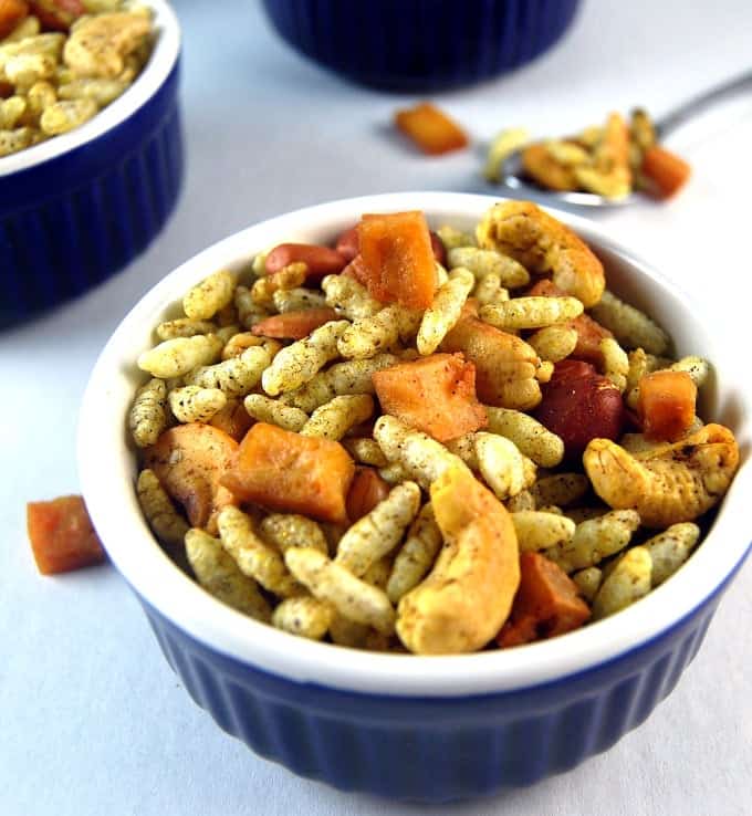 Chivda snack mix in a bowl