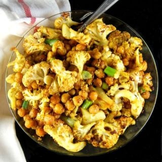 Roasted Cauliflower and Chickpeas with Indian Spices