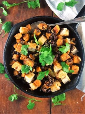Mexican Sweet Potato Hash with Black Beans and Tofu