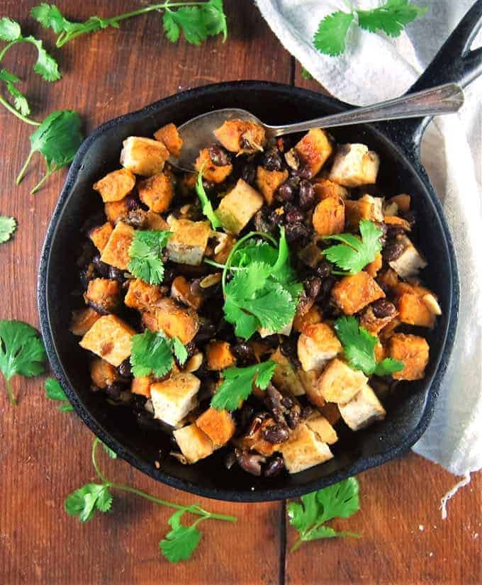 Mexican Sweet Potato Hash with Black Beans and Tofu