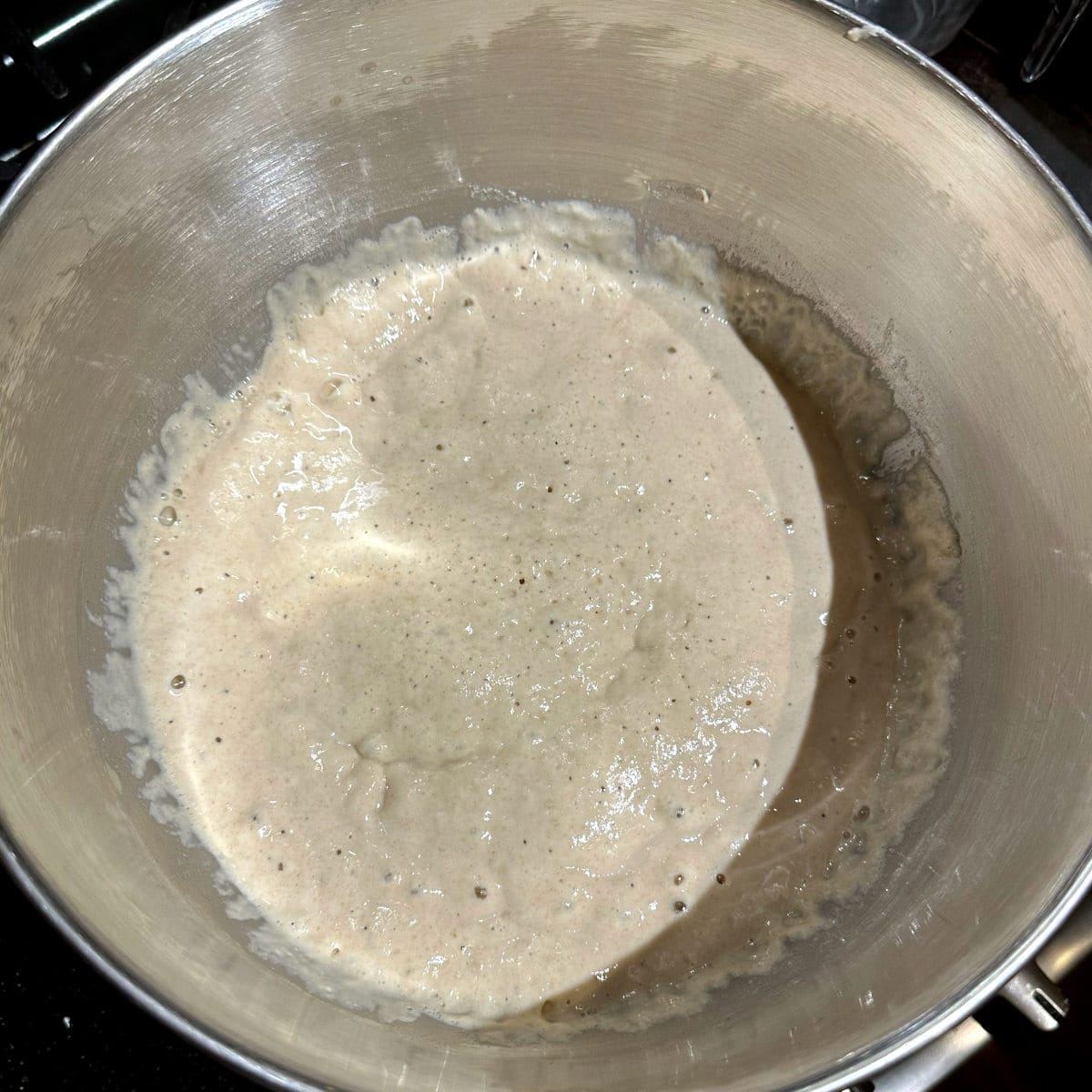 Sourdough starter after standing for four hours.
