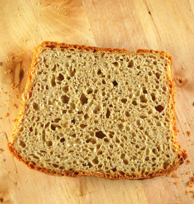 A single slice of Whole Wheat Sourdough Sandwich Bread