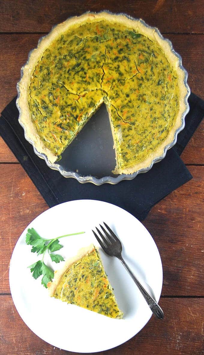 Soy Free Spinach Chickpea Quiche - holycowvegan.net