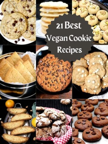 Vegan cookies images with text that says "21 best vegan cookie recipes."