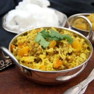 Mung sprouts khichdi with butternut sprouts