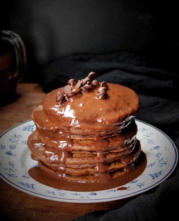 Vegan Double Chocolate Pancakes - holycowvegan.net