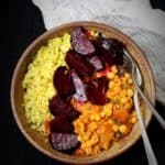 Vegan Curry Sprouts Bowl with Pickled Beets and Minty Brown Rice - HolyCowVegan.net