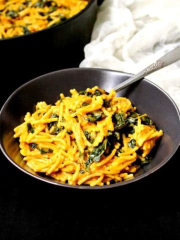 One Pot Curried Spaghetti with Kale - holycowvegan.net