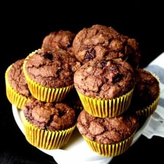 Vegan Chocolate Cherry Muffins with Aquafaba, No Oil, Wholegrain, Naturally Sweetened - holycowvegan.net