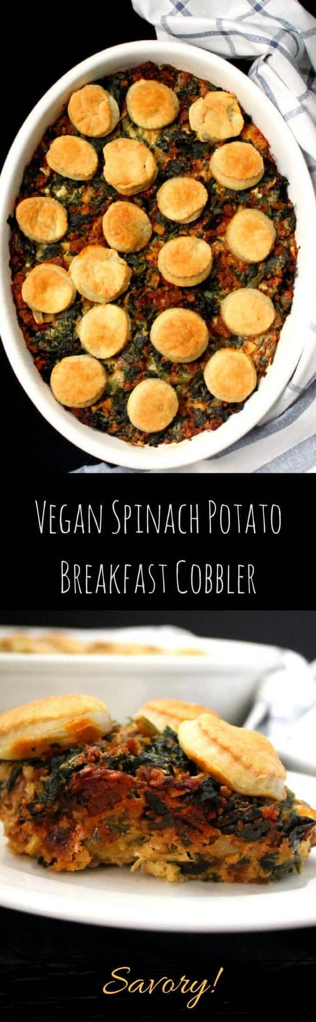 Vegan Savory Spinach Potato Breakfast Cobbler - holycowvegan.net