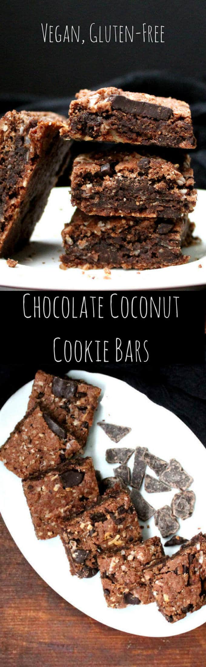 Chocolate Coconut Cookie Bars, vegan, gluten-free - holycowvegan.net