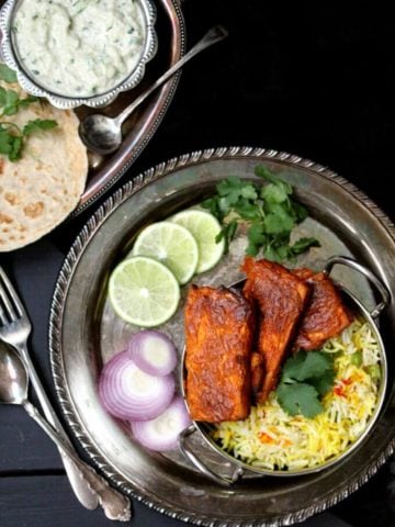 Oven Blackened Tandoori Tofu #vegan #tandoori #indian #tofu - HolyCowVegan.net