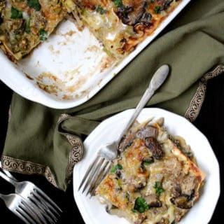 Vegan Wild Mushroom Lasagna with Leeks and Bechamel #vegan #lasagna #italianrecipe #pasta #soyfree HolyCowVegan.net