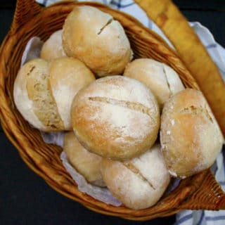 Crusty Sourdough Dinner Rolls, no knead, no added yeast #vegan #sourdough #bread HolyCowVegan.net