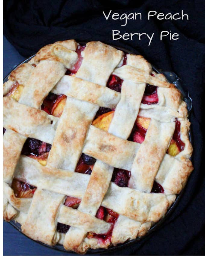 Vegan Peach Berry Pie #pierecipe #vegan #soyfree #nutfree #berries HolyCowVegan.net