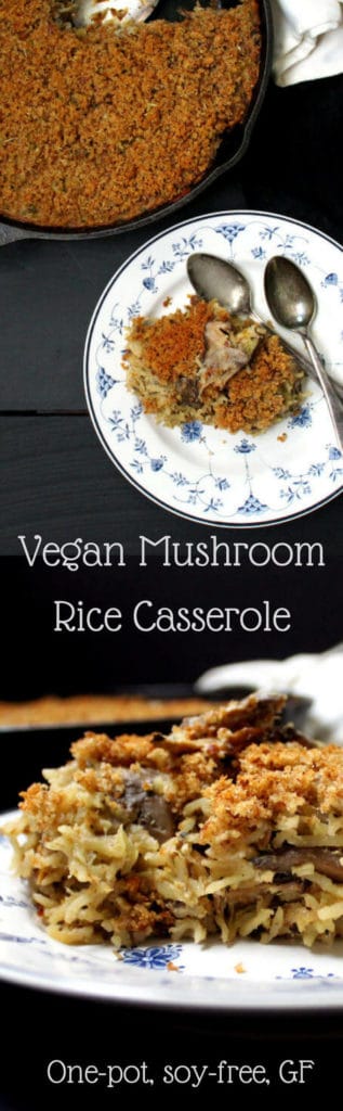 Vegan Mushroom Rice Casserole #vegan #glutenfree #soyfree #casserole #vegancasserole #onepot HolyCowVegan.net