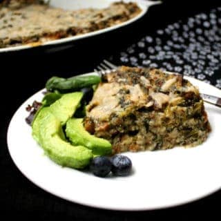 A Vegan Sausage and Grits Quiche is good eats for breakfast, brunch, lunch or dinner. Packed with protein from the vegan sausage, with leeks and spinach infused in every bite, this delicious take on a southern classic will make you want to eat until every last bit is happily tucked away in your tummy.  #vegan #southernvegan #quiche #casserole #onepot #breakfast #brunch #lunch #dinner HolyCowVegan.net