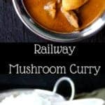 This Railway Mushroom Curry is so full of flavor, you'll find yourself making it over and over. A vegan, soy-free, nut-free and gluten-free recipe. #vegan #food #indianfood #vegetarian #recipe #healthyfood #dinner HolyCowVegan.net