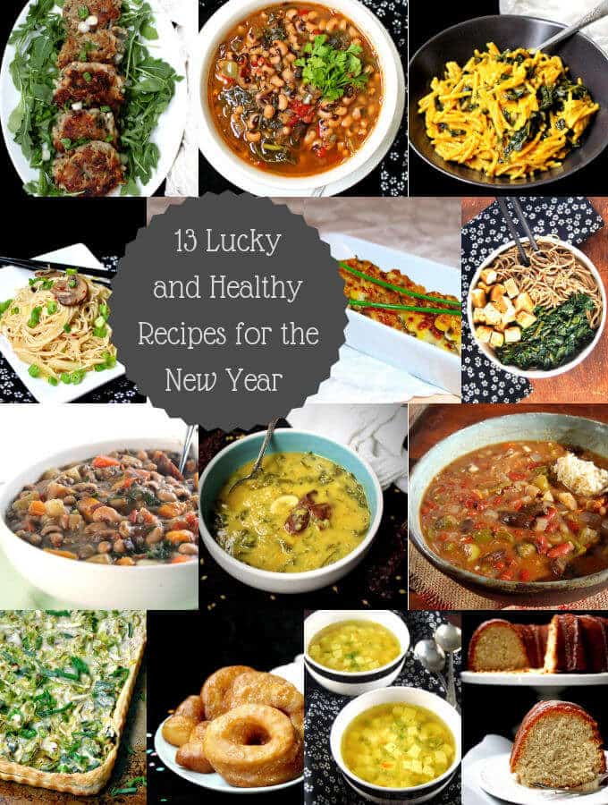 13 Lucky and Healthy Recipes for the New Year, and they're vegan! #vegan #soyfree #nutfree #glutenfree #newyear #newyearfood HolyCowVegan.net 