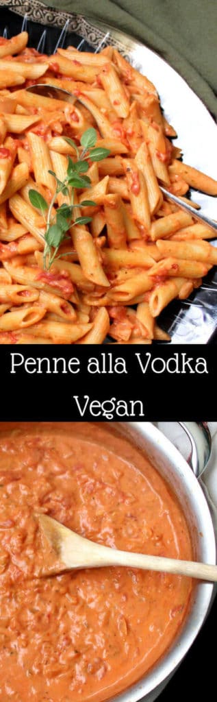 This tasty and elegant dish of Penne alla Vodka is 100 percent vegan, and it is classy and delicious enough for a special family dinner or a party with friends. #vegan #pasta #Italian #AmericanItalian #dinner #vodka HolyCowVegan.net