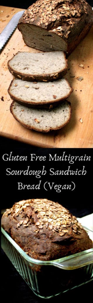 Gluten Free Sourdough Multigrain Sandwich Bread. #Glutenfree, #bread, #sandwichbread, #vegan