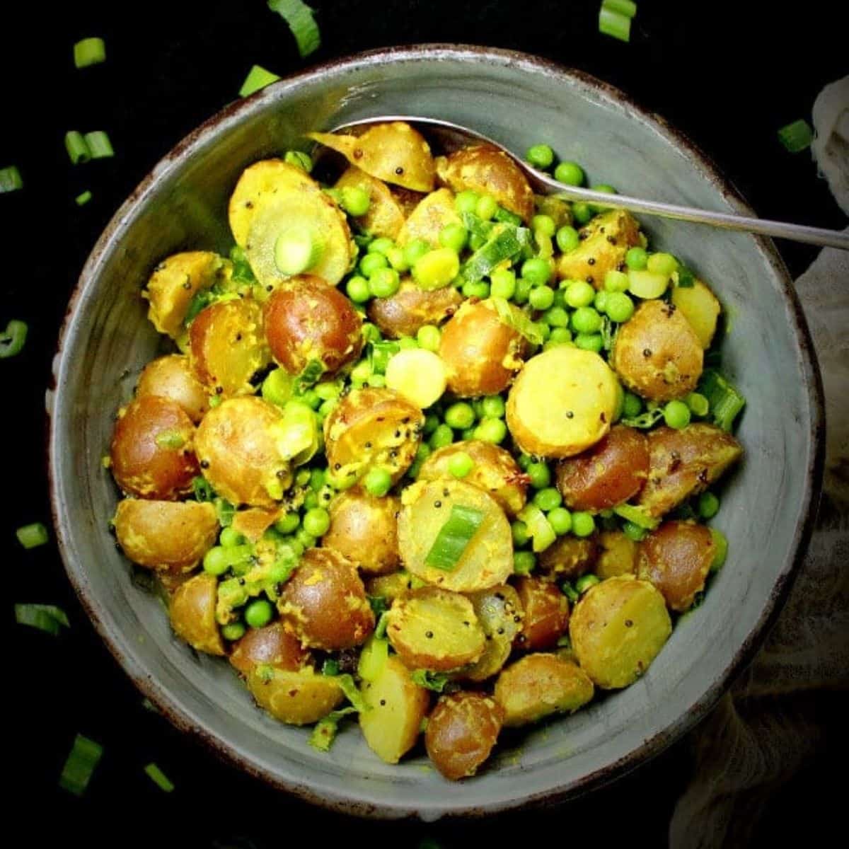 Vegan Potato Salad with Turmeric and Green Peas