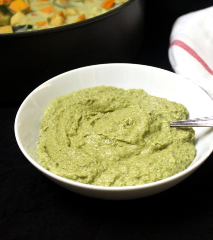 Front shot of a bowl of Thai green curry paste