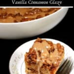 Vegan cinnamon cake with cinnamon streusel and cinnamon vanilla glaze