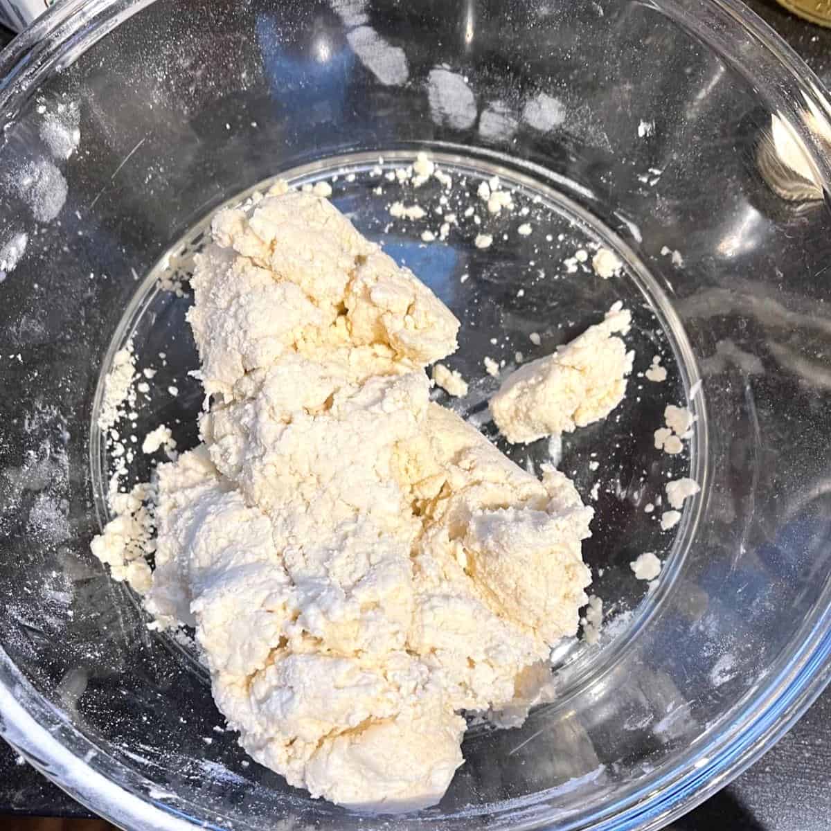 Biscuit dough in bowl.