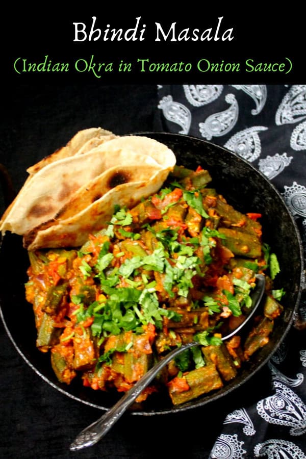 Bhindi Masala recipe, an Indian style okra in a spicy tomato onion sauce