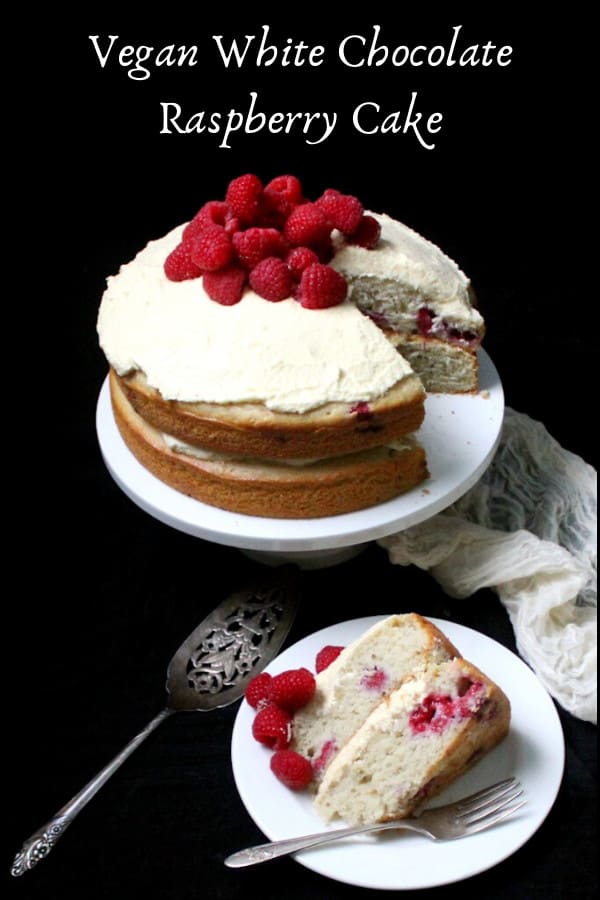 Vegan White Chocolate Raspberry Cake with Raspberry Vanilla Buttercream
