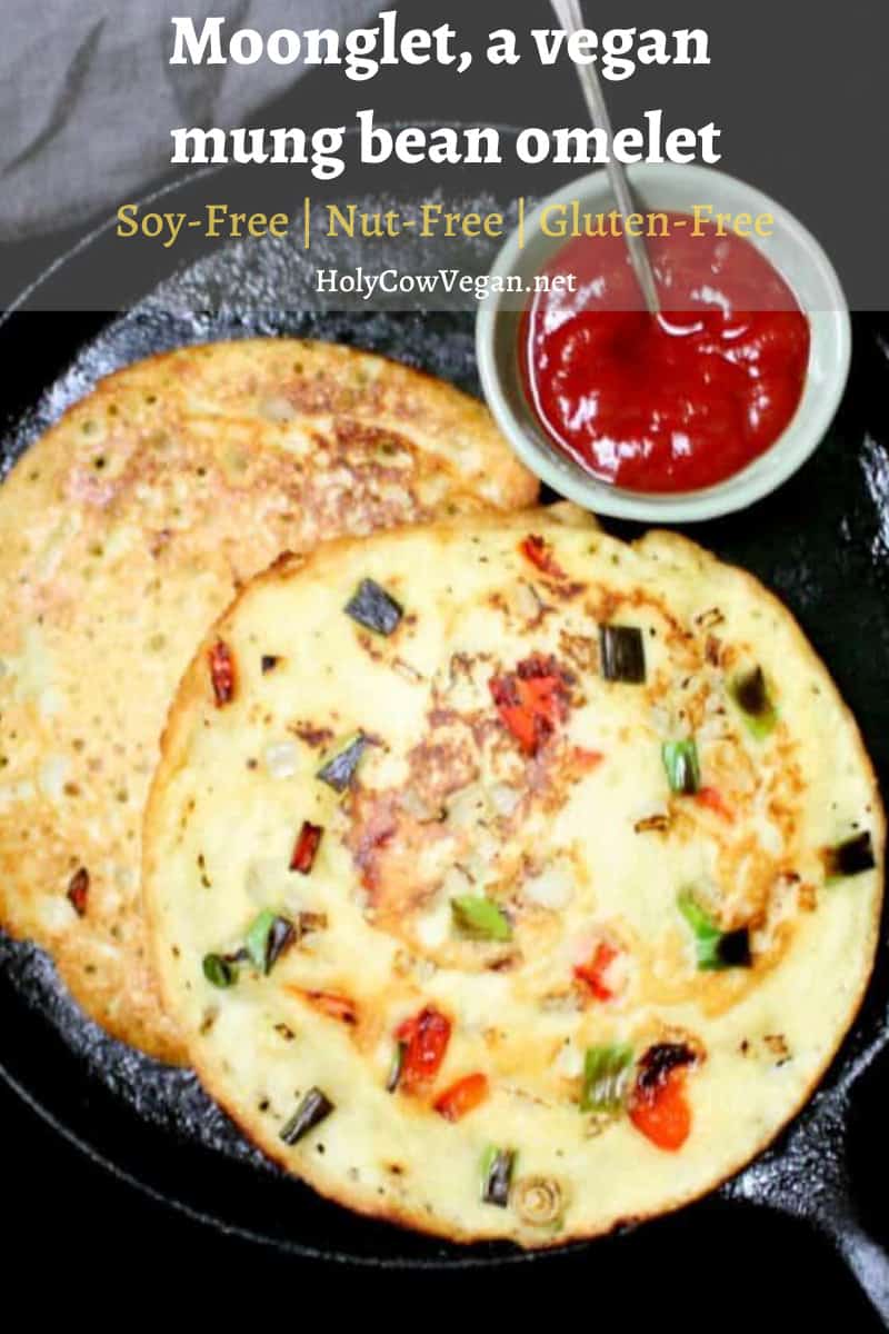 A vegan omelet made with mung beans that comes together in minutes and is utterly healthy and tasty with fresh veggies.