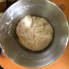 Dough for gluten-free naan after rising.