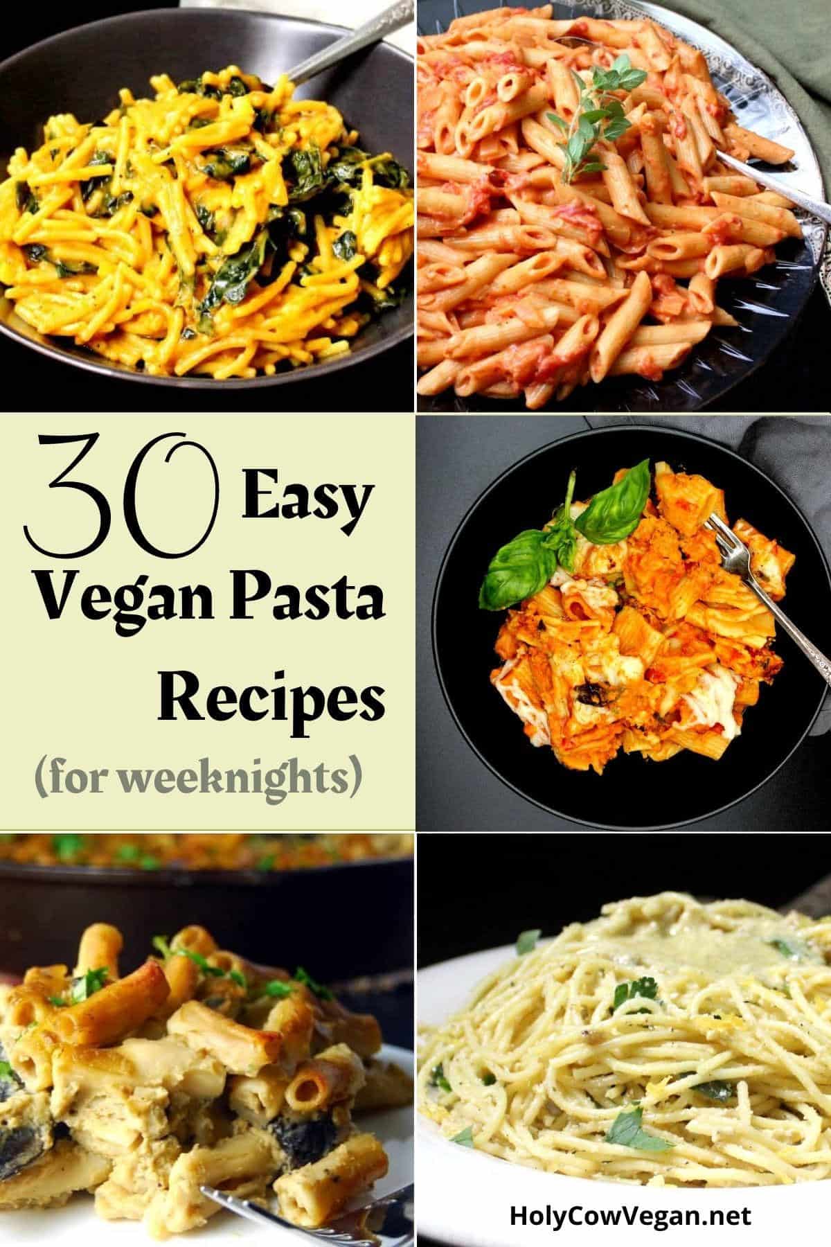 Images of vegan pasta recipes for weeknight dinners