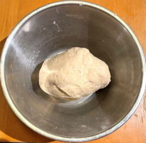 Kneaded roti or chapati dough in a bowl