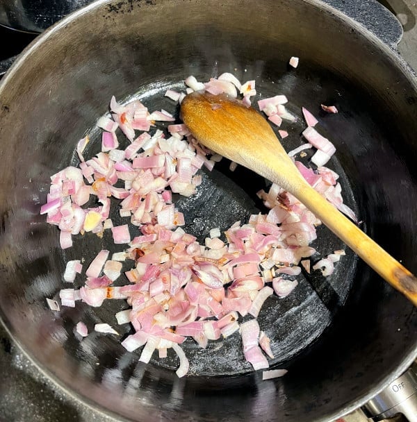 Onions roasting in skillet for xacuti gravy