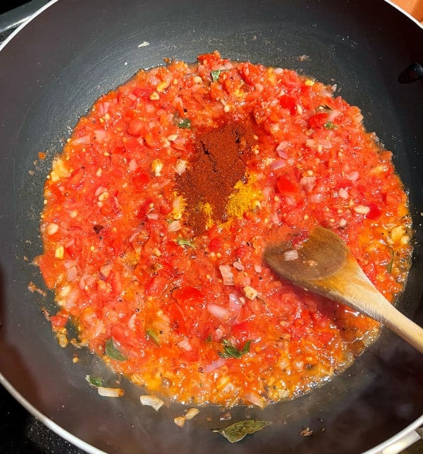 tomatoes with cayenne, paprika and turmeric added