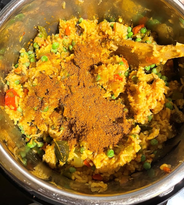 Cooked Masala Khichdi with garam masala 
