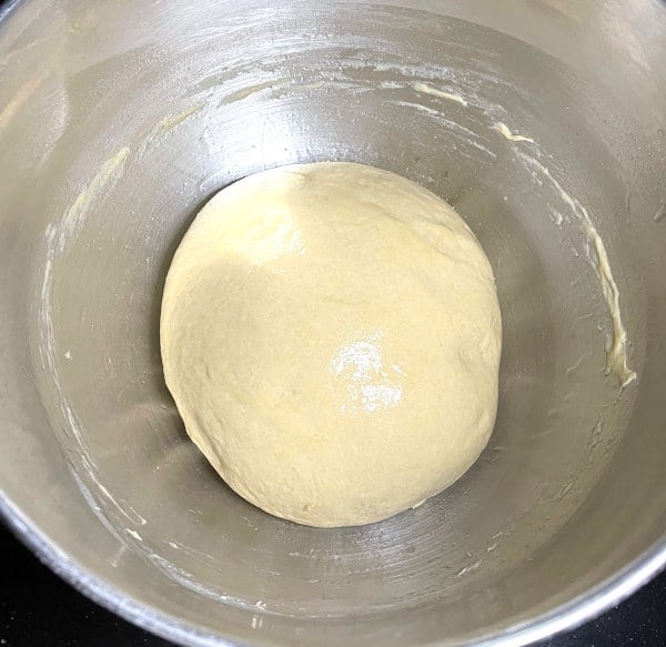 Dough in bowl before rising.